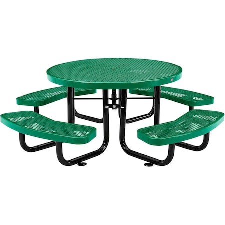Global Industrial Round Kids Picnic Table, Green, Expanded Metal, 46 in L, 24-1/2 in H Overall 277150KGN